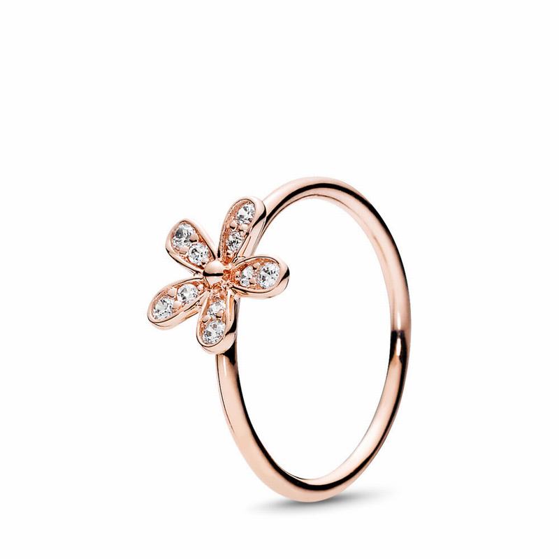 Pandora Rose™ Dazzling Daisy Stackable Ring Ireland - Pandora Rose/Cubic Zirconia - 752481ZMO